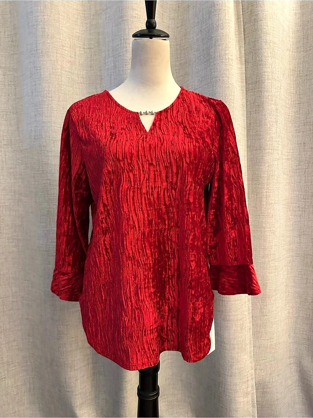 Alfred Dunner Jet Setter Red Petite Medium NWT Blouse